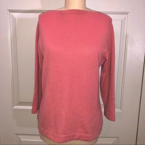 Vintage Neiman Marcus Cashmere Boat Collar Sweater Pink Salmon Size M